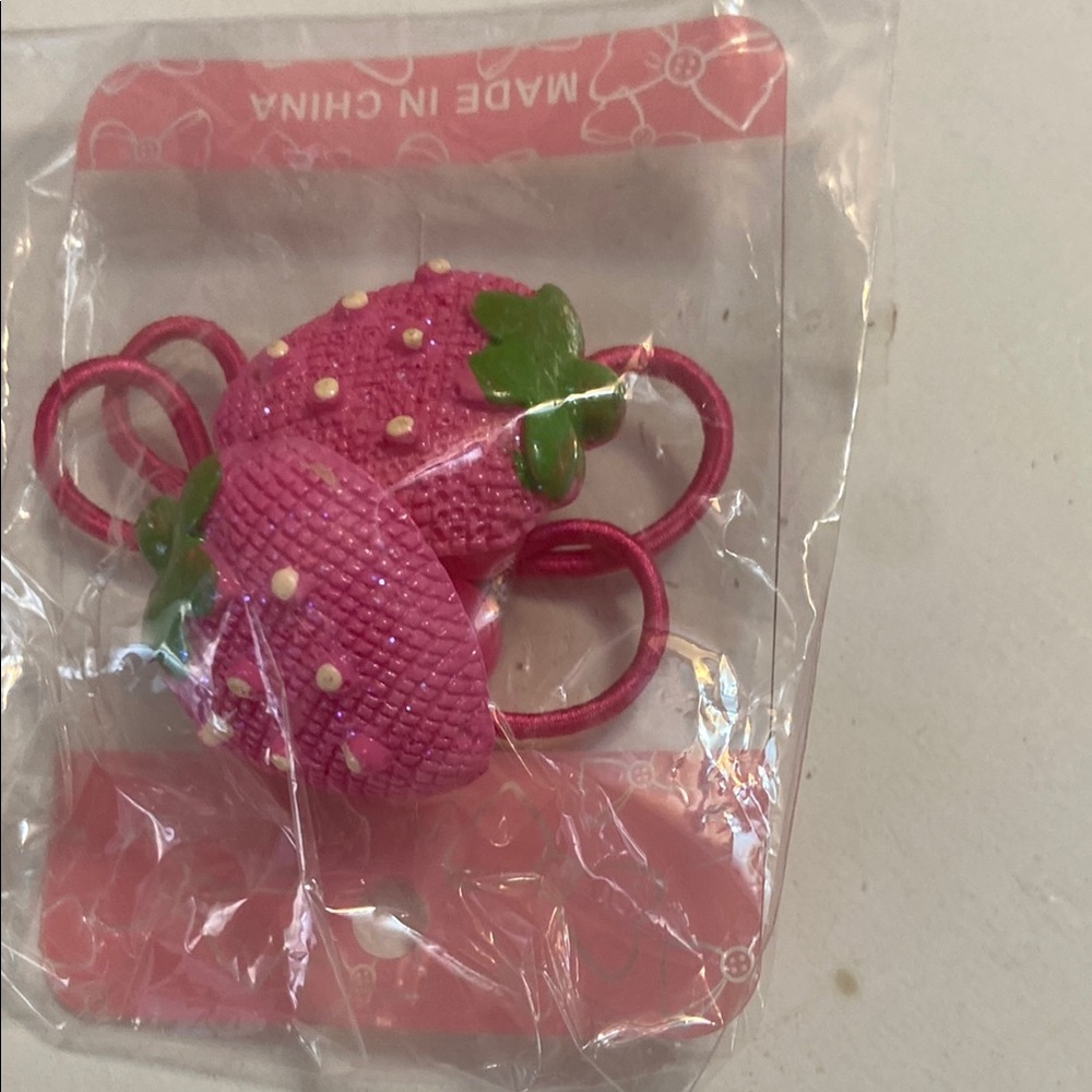 Pink Strawberry Hair Ties